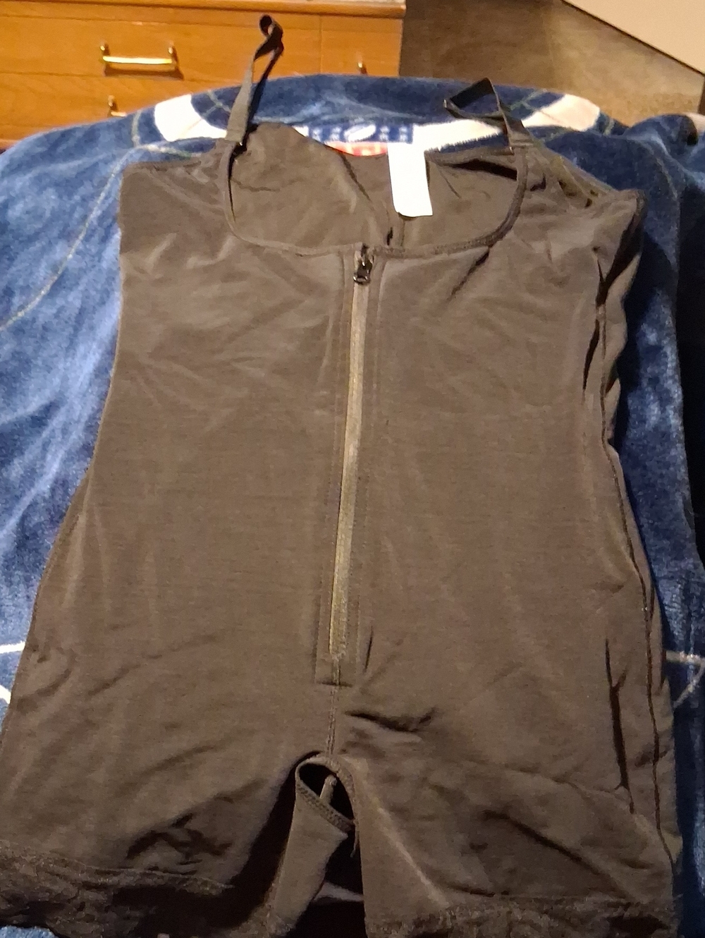 Women's Black Zip-Front Shaping Bodysuit with Adjustable Straps